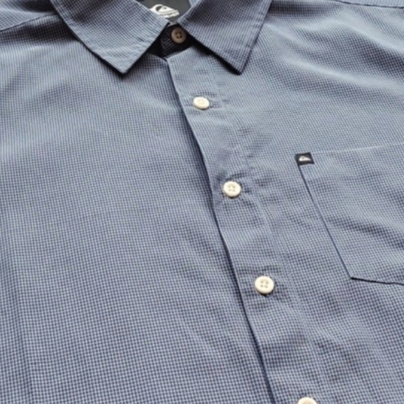 Quiksilver Blue & White Windowpane Plaid Short Sleeve Soft Modal Blend Shirt, S - Picture 4 of 13